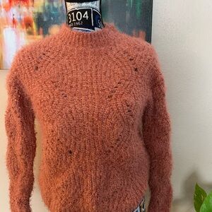Freshman Warm Coral Fuzzy Sweater